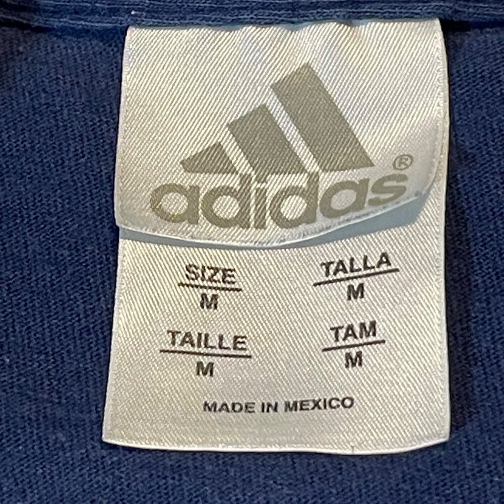 Adidas Washed Out Navy Long Sleeve Shirt Boys M 100% Cotton Logo & Stripes - Picture 5 of 7